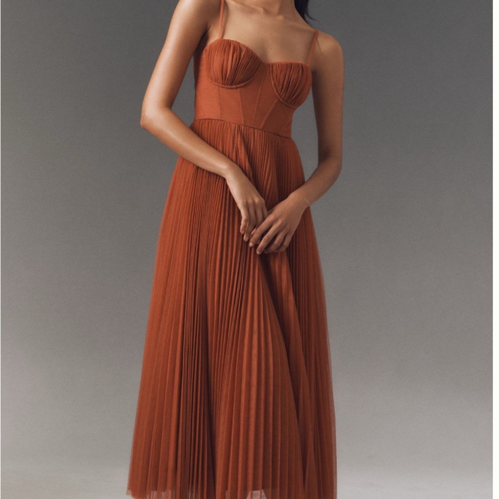 Hutch AMARA New Bronze Pleated Midi Dress